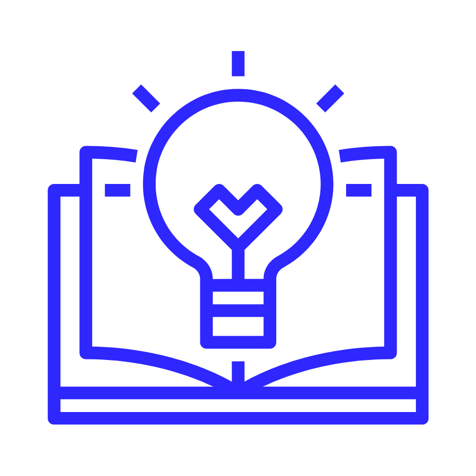 Icon of book with lightbulb.