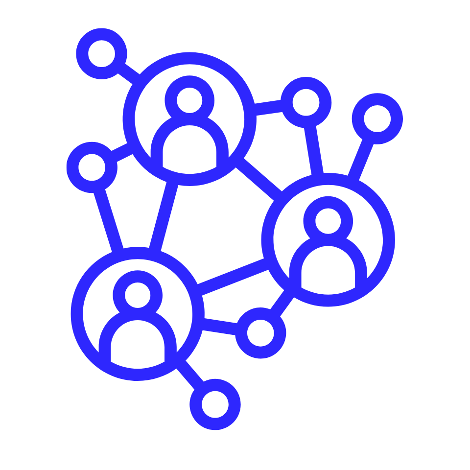 Icon of humans connected in a network.