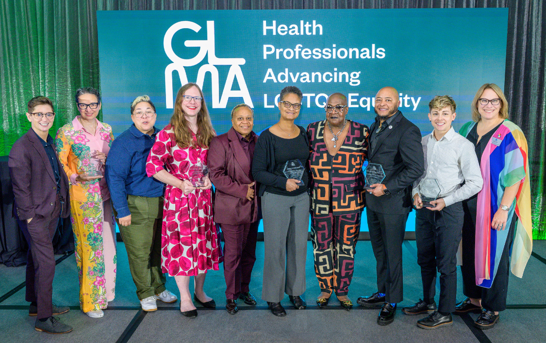 2025 GLMA Achievement Awardees pose with Executive Director Alex Sheldon at the 43rd Annual Conference on LGBTQ+ Health